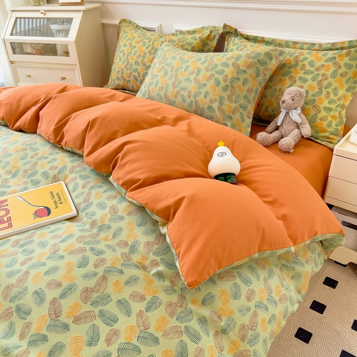 91家纺网 家纺一手货源 找家纺 宝士康家纺 2024新款水洗棉麻双层纱四件套系列  知秋