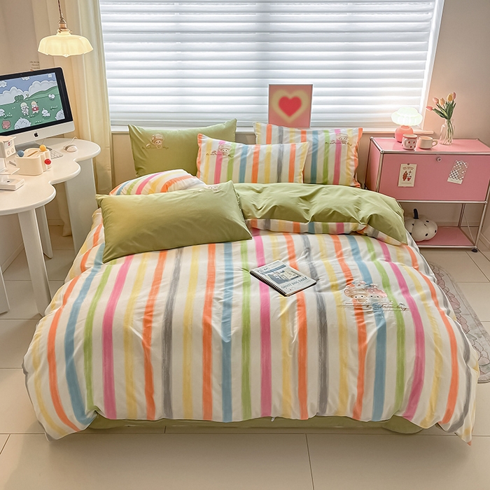 91家纺网 家纺一手货源 找家纺 2024蜜柚新品直播电商全棉13372ins博主风刺绣四件套 甜蜜蘑菇