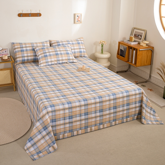 91家纺网 家纺一手货源 找家纺 九沐良品 新款全棉无印老粗布单品床单+三件套 星空米