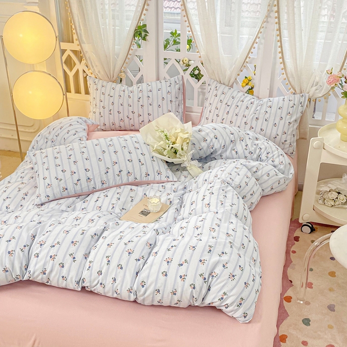 91家纺网 家纺一手货源 找家纺 牛牛家纺 牛牛  2024新款泡泡棉小清新四件套(1) 浪漫花语