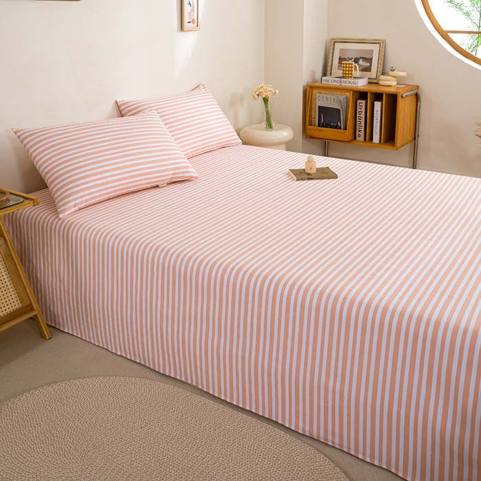 91家纺网 家纺一手货源 找家纺 九沐良品 新款全棉无印老粗布单品床单+三件套 细川（粉