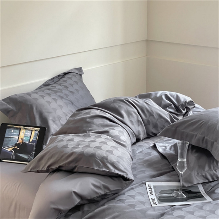 91家纺网 家纺一手货源 找家纺 涵宸 2024新款全棉大提花系列四件套 迷幻格调-灰