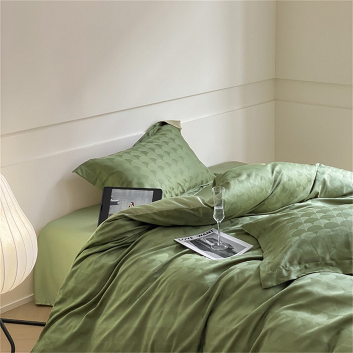 91家纺网 家纺一手货源 找家纺 涵宸 2024新款全棉大提花系列四件套 迷幻格调-绿