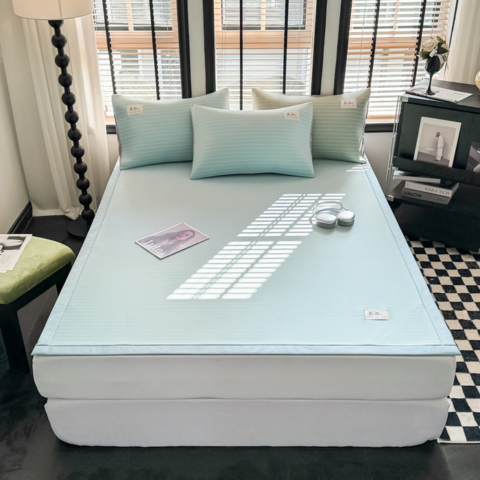 91家纺网 家纺一手货源 找家纺 慕尚家纺 2025新款无印良品冰丝软席 密条-水蓝