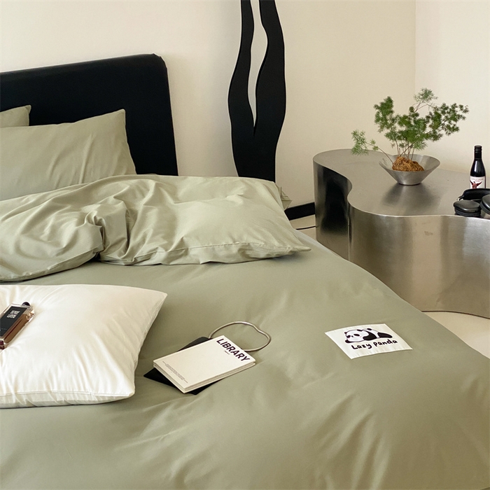 91家纺网 家纺一手货源 找家纺 三味舒屋 2024新款设计师款大织标全棉水洗棉套件 懒熊绿