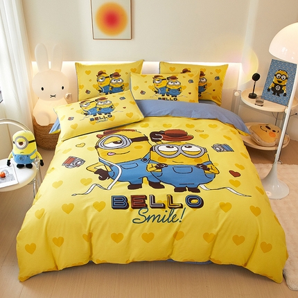 鑫帝家居 2025新款全棉活性印花四件套---小黄人系列 侦探组合