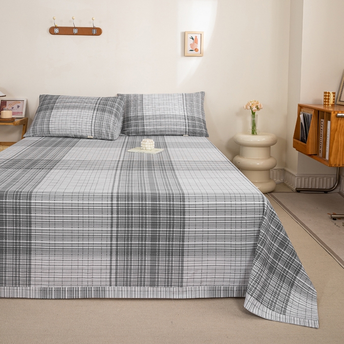 91家纺网 家纺一手货源 找家纺 九沐良品 新款全棉无印老粗布单品床单+三件套 星月