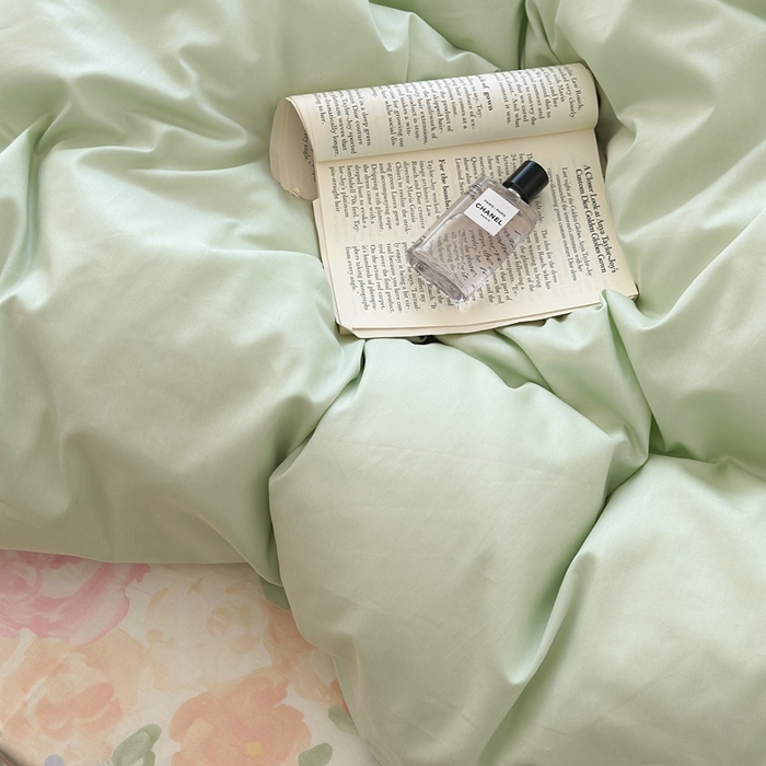 91家纺网 家纺一手货源 找家纺 昔可家纺 2024新款韩式混搭系列四件套 油画绿