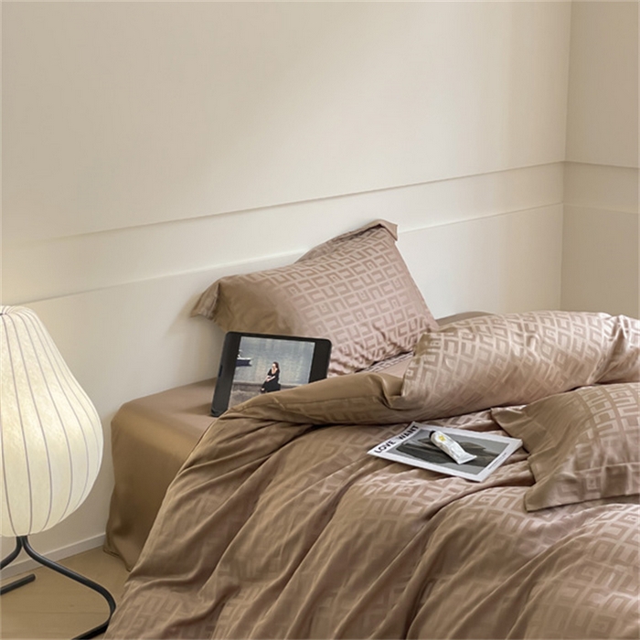 91家纺网 家纺一手货源 找家纺 涵宸 2024新款全棉大提花系列四件套 克里尼-咖