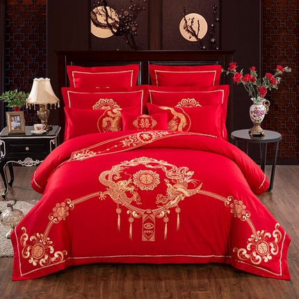 91家纺网 家纺一手货源 找家纺 （总）慕她家纺 2025新款慕她婚庆四件套全棉纯棉结婚刺绣花多件套六八十床品 大花全棉婚庆系列