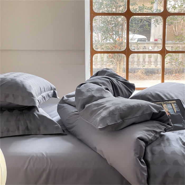 91家纺网 家纺一手货源 找家纺 涵宸 2024新款全棉大提花系列四件套 迷幻格调-灰