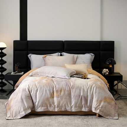 榻尚家居 2024新款澳棉贡缎长绒棉数码印花四件套-璀璨系列 璀璨-橙