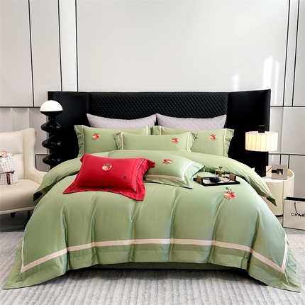 美娘阁 2025新款双股长绒棉居家款四件套-好柿连连 好柿连连-牛油果