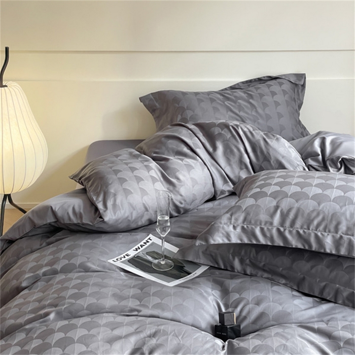 91家纺网 家纺一手货源 找家纺 涵宸 2024新款全棉大提花系列四件套 迷幻格调-灰