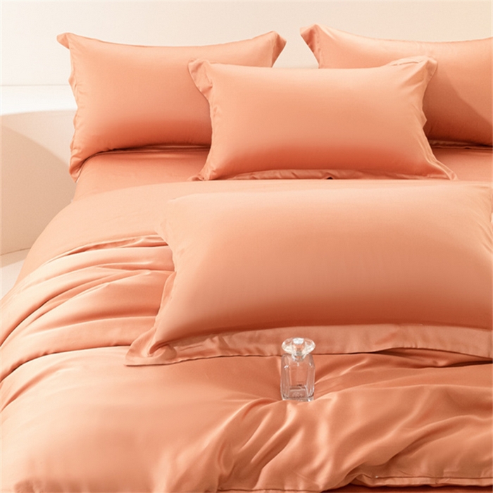 91家纺网 家纺一手货源 找家纺 涵宸 2024新款兰精天丝棉纯色四件套 四件套-焦糖