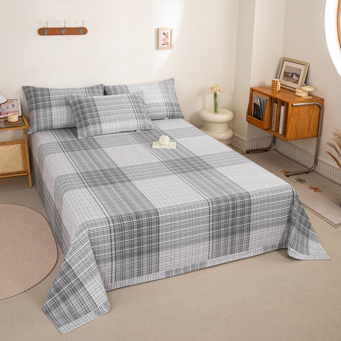 91家纺网 家纺一手货源 找家纺 九沐良品 新款全棉无印老粗布单品床单+三件套 星月