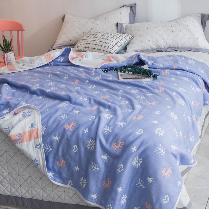 91家纺网 家纺一手货源 找家纺 朴尔 2024全尺寸经典六层纱布全棉毛巾被系列-朴尔经典款常年备货 吉祥鹿