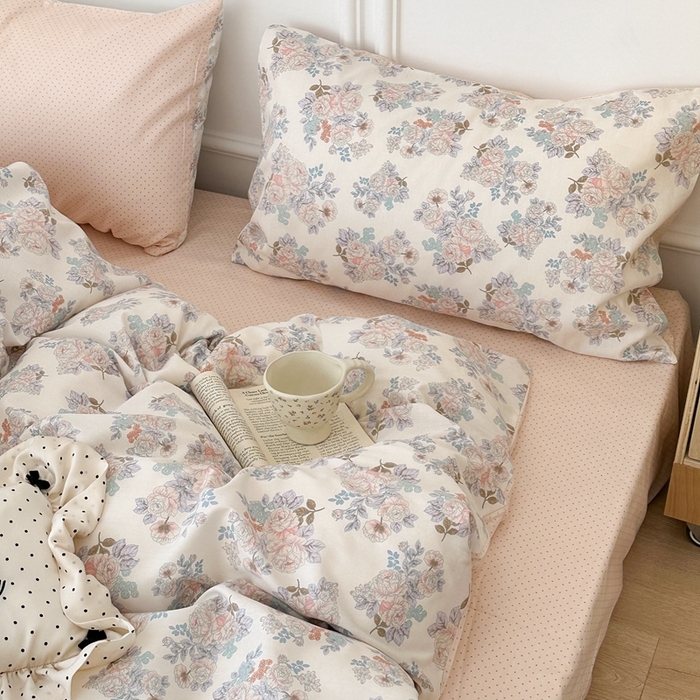 91家纺网 家纺一手货源 找家纺 昔可家纺 2024韩式碎花四件套 复古甜山茶