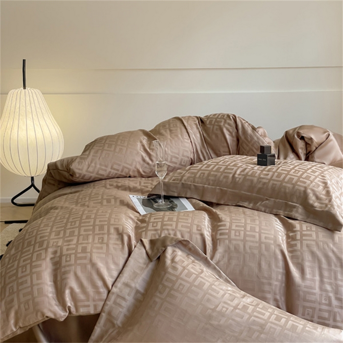 91家纺网 家纺一手货源 找家纺 涵宸 2024新款全棉大提花系列四件套 克里尼-咖