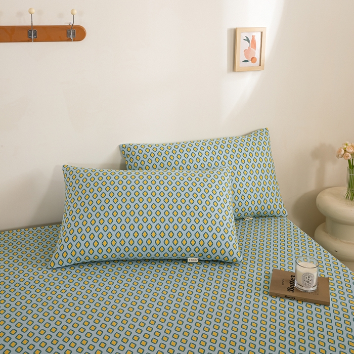 91家纺网 家纺一手货源 找家纺 九沐良品 新款全棉无印老粗布单品床单+三件套 岸谷-绿