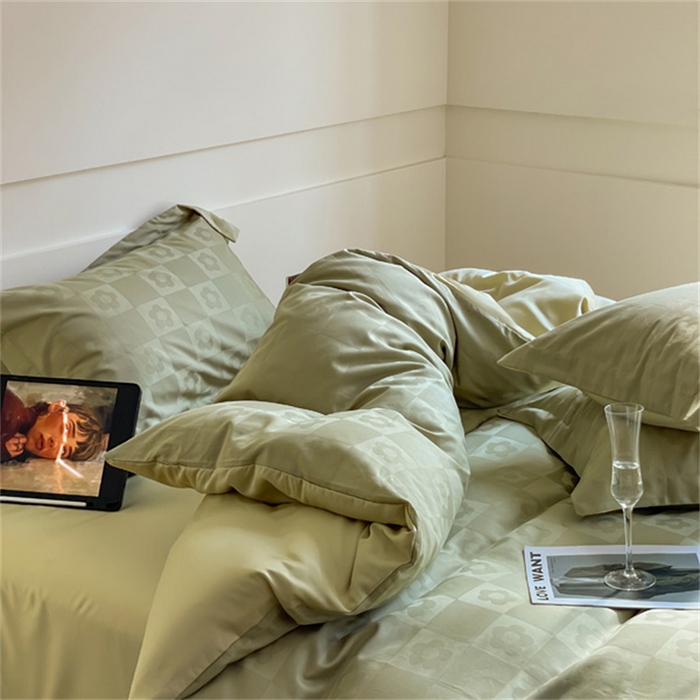 91家纺网 家纺一手货源 找家纺 涵宸 2024新款全棉大提花系列四件套 欧若拉-绿