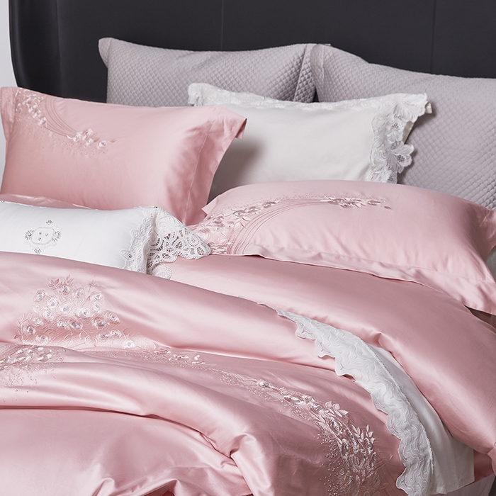 91家纺网 家纺一手货源 找家纺 爱情故事 100支春夏新品四件套 夏朵-粉