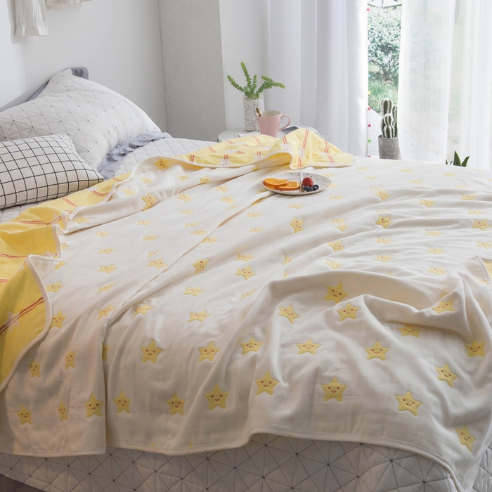 91家纺网 家纺一手货源 找家纺 朴尔2024经典六层纱布全棉毛巾被系列-朴尔经典款常年备货 星愿