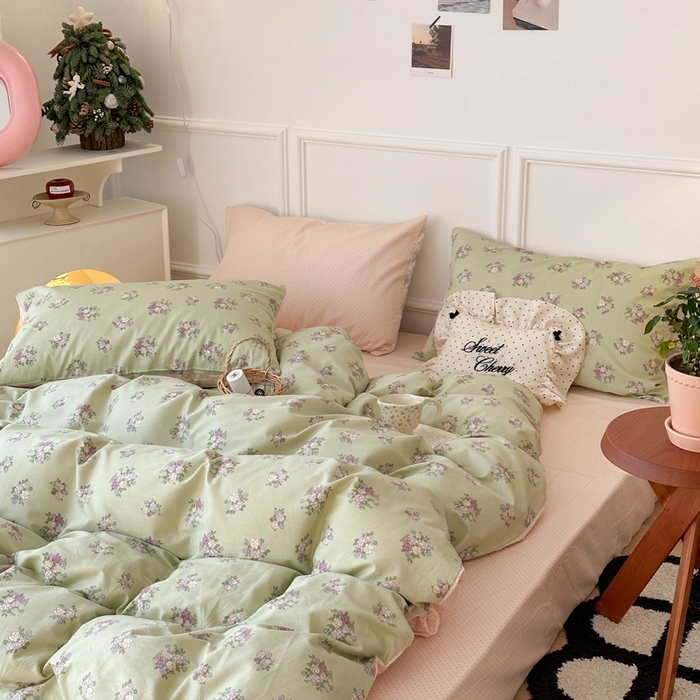 91家纺网 家纺一手货源 找家纺 昔可家纺 2024韩式碎花四件套 英格丽午后