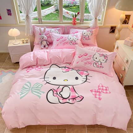 91家纺网 家纺一手货源 找家纺 （总）孩子王 2025新款三丽鸥系列全棉活性大版印花卡通学生四件套