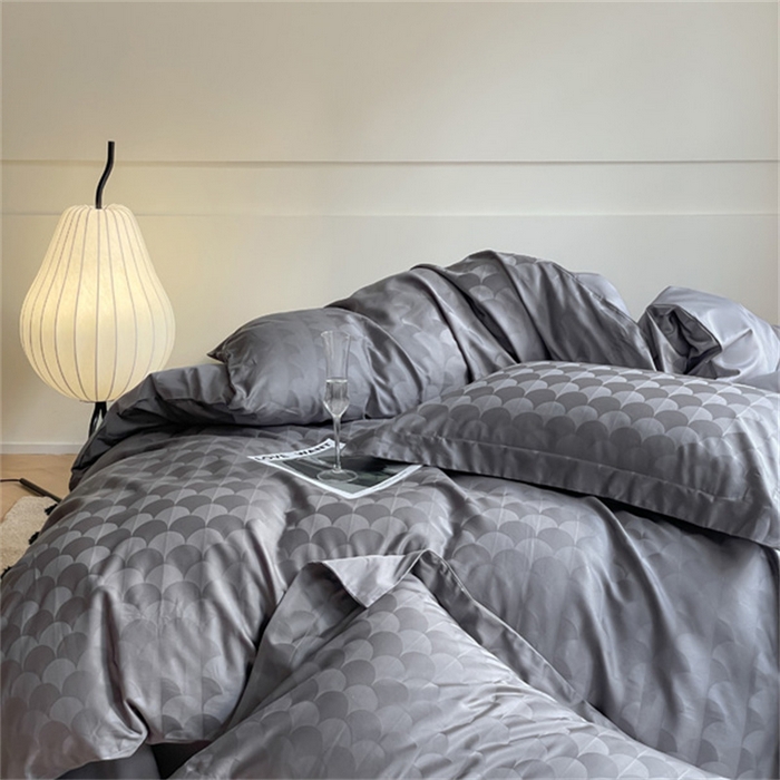 91家纺网 家纺一手货源 找家纺 涵宸 2024新款全棉大提花系列四件套 迷幻格调-灰