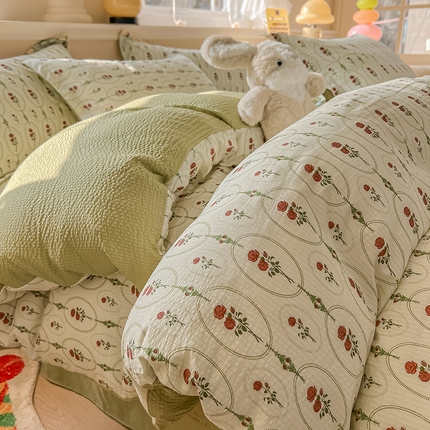 91家纺网 家纺一手货源 找家纺 （总）壹号库家纺 2024新款A类提花有氧泡泡绵四件套现货