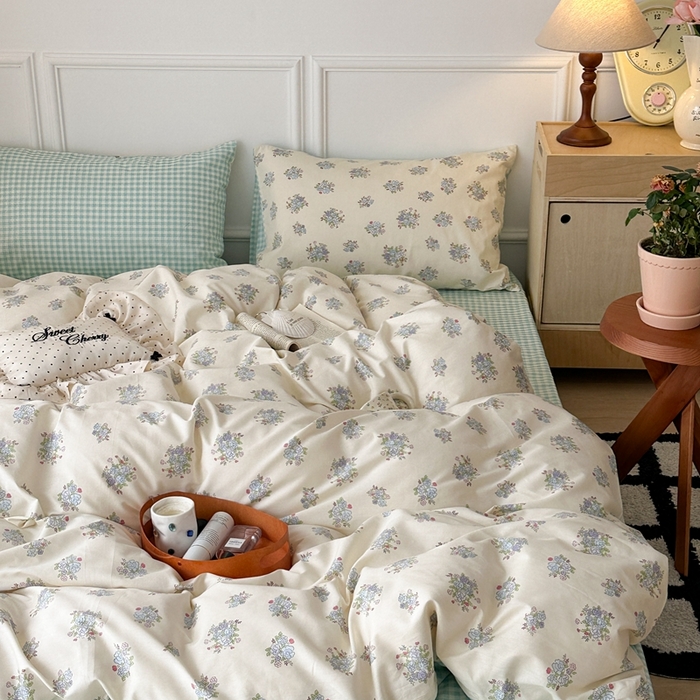 91家纺网 家纺一手货源 找家纺 昔可家纺 2024韩式碎花四件套 一束梨花