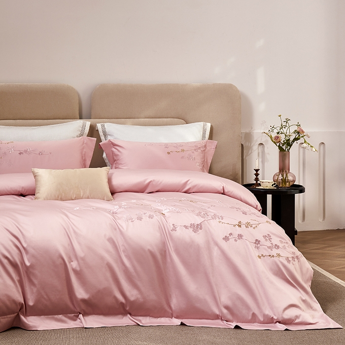 91家纺网 家纺一手货源 找家纺 爱情故事 100支春夏新品四件套 春色-粉