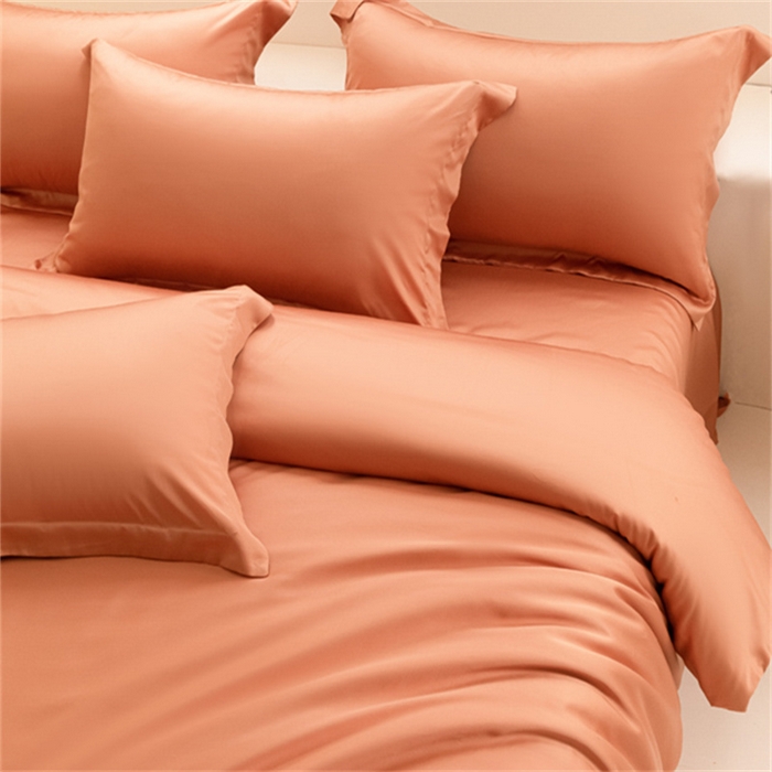 91家纺网 家纺一手货源 找家纺 涵宸 2024新款兰精天丝棉纯色四件套 四件套-焦糖