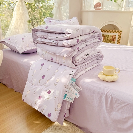 91家纺网 家纺一手货源 找家纺 家贝爱 2024款糯糯棉夏被春秋被被芯夏被四件套 恋薇紫