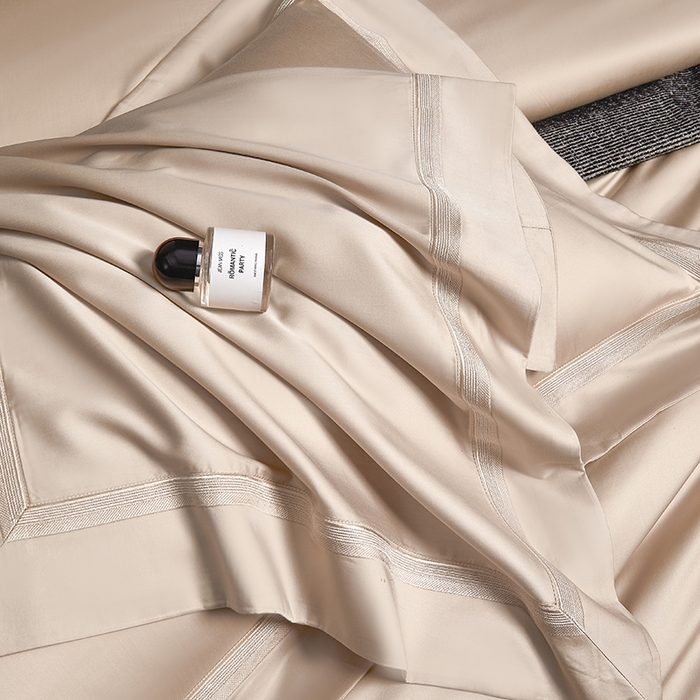 91家纺网 家纺一手货源 找家纺 榻尚家居 2024新款纯色天丝棉工艺款四件套--诺顿系列 诺顿-香槟金