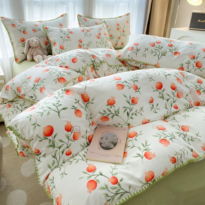 91家纺网 家纺一手货源 找家纺 洁柔供应链 2024新款印花水洗双层纱贝壳绣四件套    直播爆款 法式田园