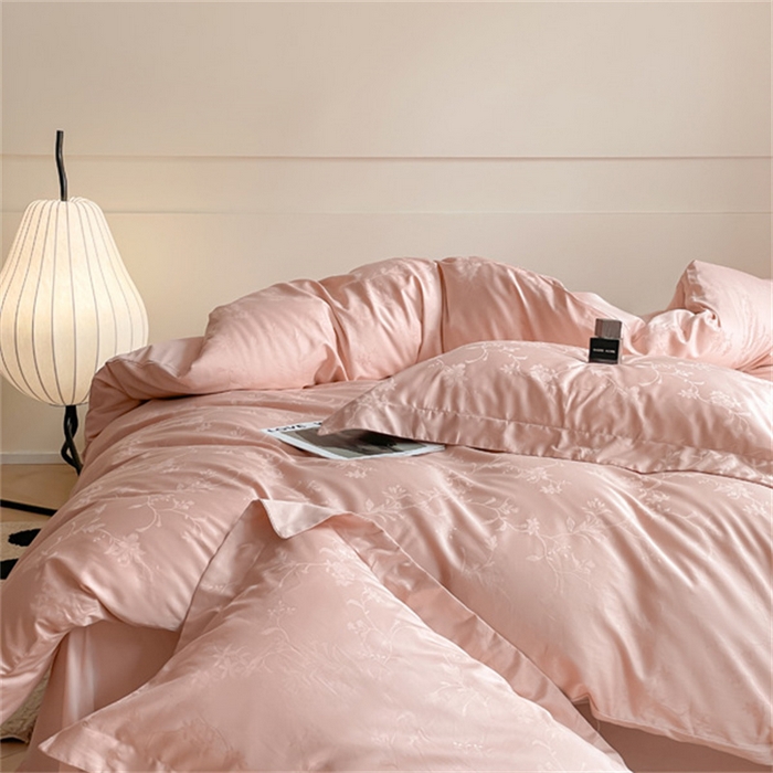 91家纺网 家纺一手货源 找家纺 涵宸 2024新款全棉大提花系列四件套 生如夏花-粉