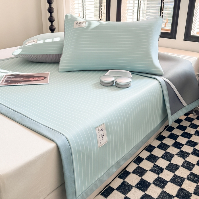 91家纺网 家纺一手货源 找家纺 慕尚家纺 2025新款无印良品冰丝软席 密条-水蓝