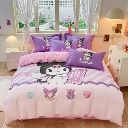 孩子王（原鼎盛） 2025新款三丽鸥系列全棉活性大版印花卡通学生四件套 巧克力库洛米