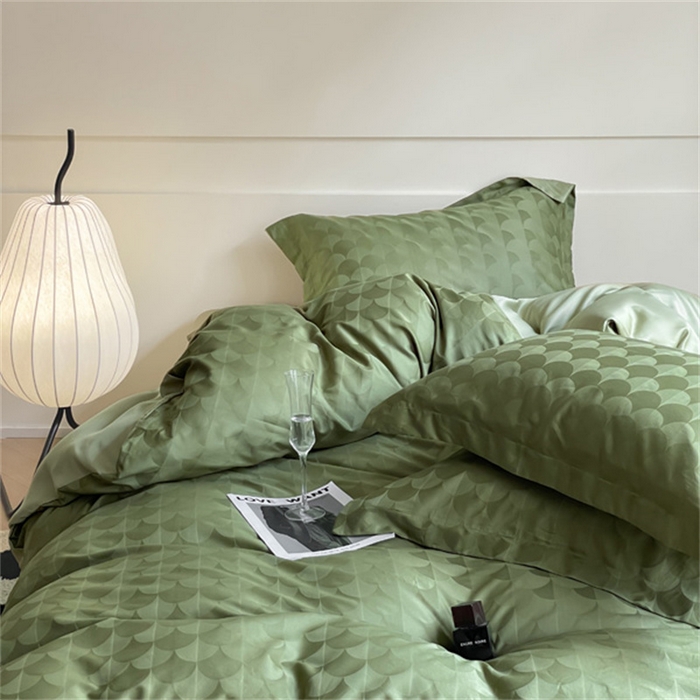 91家纺网 家纺一手货源 找家纺 涵宸 2024新款全棉大提花系列四件套 迷幻格调-绿