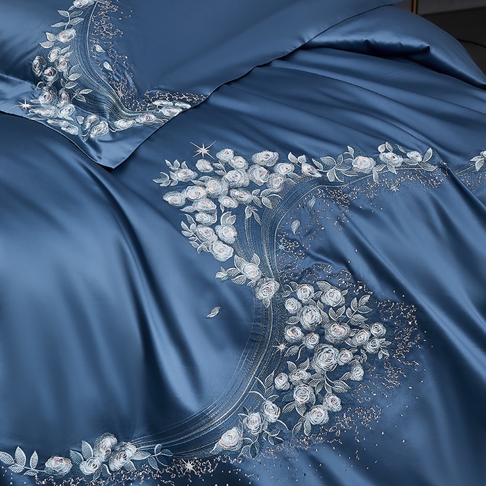 91家纺网 家纺一手货源 找家纺 爱情故事 100支春夏新品四件套 夏朵-蓝