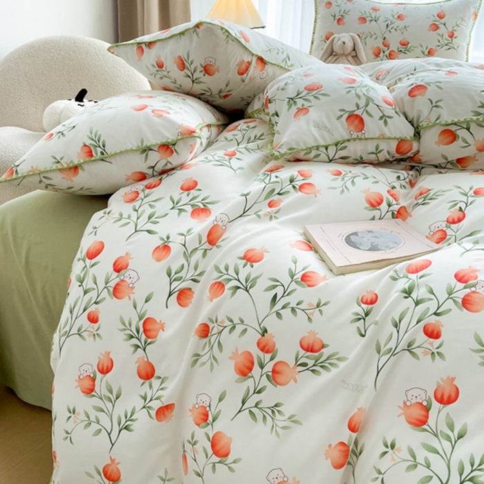 91家纺网 家纺一手货源 找家纺 洁柔供应链 2024新款印花水洗双层纱贝壳绣四件套    直播爆款 法式田园