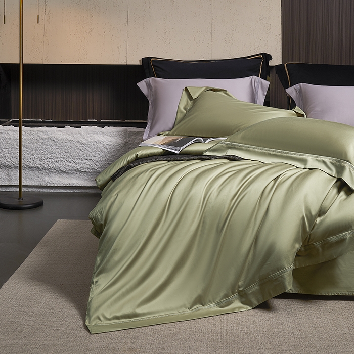 91家纺网 家纺一手货源 找家纺 （总）榻尚家居 2024新款纯色天丝棉工艺款四件套--诺顿系列