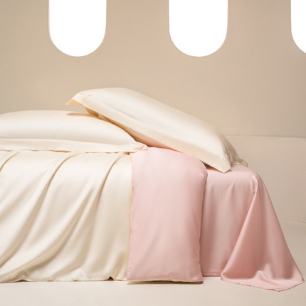 涵宸 2024新款兰精天丝棉纯色四件套 四件套-象牙白+肉桂粉