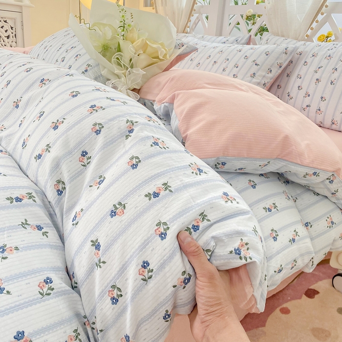 91家纺网 家纺一手货源 找家纺 牛牛家纺 牛牛  2024新款泡泡棉小清新四件套(1) 浪漫花语