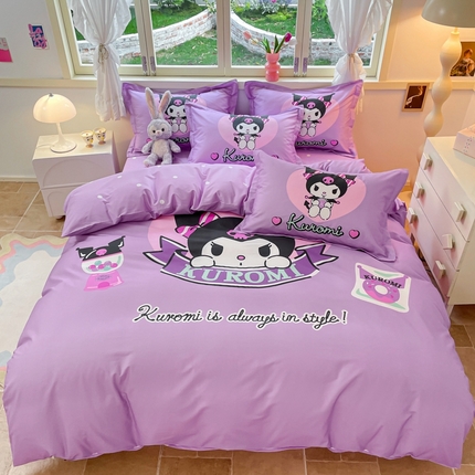 91家纺网 家纺一手货源 找家纺 （总）孩子王 2025新款三丽鸥系列全棉活性大版印花卡通学生四件套