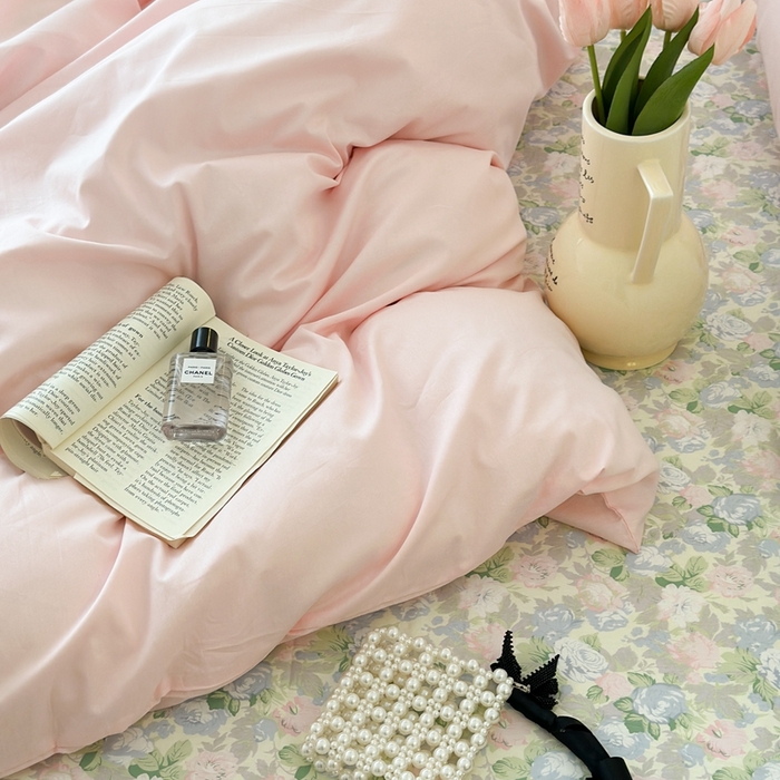 91家纺网 家纺一手货源 找家纺 昔可家纺 2024新款韩式混搭系列四件套 粉色布蕾