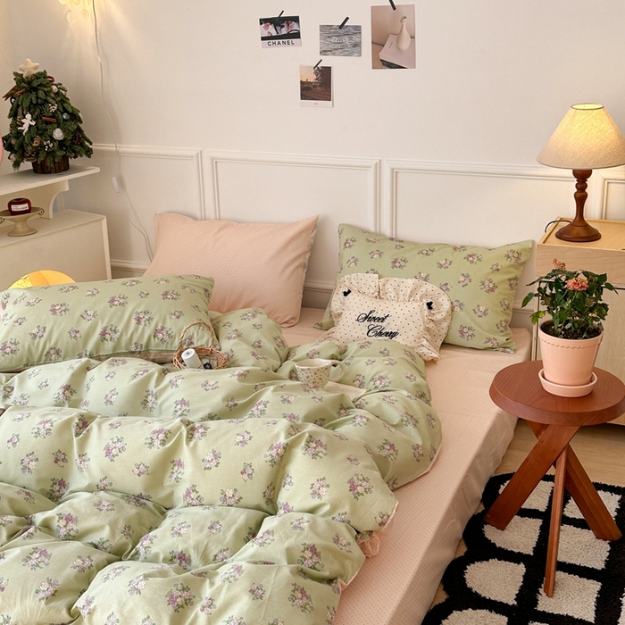 91家纺网 家纺一手货源 找家纺 昔可家纺 2024韩式碎花四件套 英格丽午后