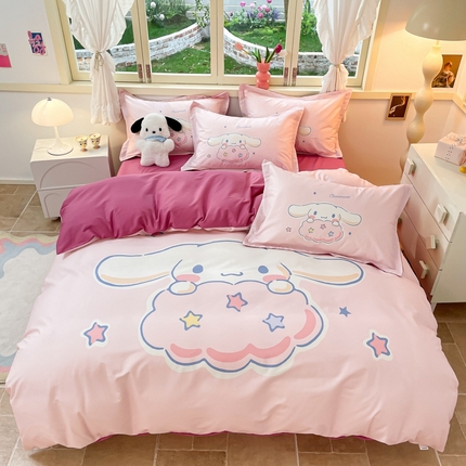 91家纺网 家纺一手货源 找家纺 （总）孩子王 2025新款三丽鸥系列全棉活性大版印花卡通学生四件套